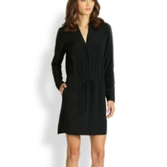 vince black silk dress